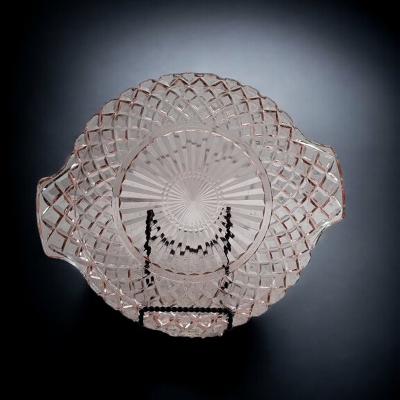1930s Anchor Hocking Waterford Waffle Pattern Pink Depression Glass Platter - Picture 1 of 9